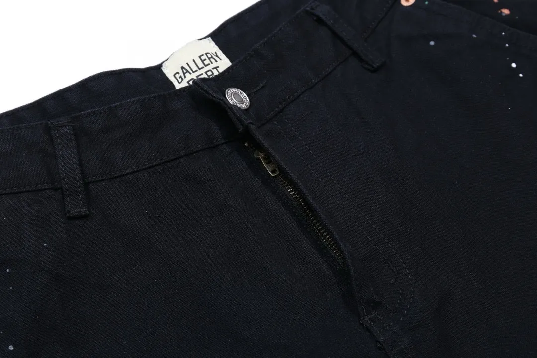 #8060 P220💰 GALLERY DEPT. Spliced ​​washed vintage jeans for men and women, high street splashed ink trousers, micro-flared casual trousers, trendy couples, the same style. Time-consuming waste materials, hand-made inkjet is an indispensable highlight.   Customized buttons, the buckle surface has been oxidized and distressed, customized ykk zippers, the minimum order is extremely high, the details of the accessories are all in place, and the hangtag and packaging are as always.  Color: Black Size: S-XXL (28-36)